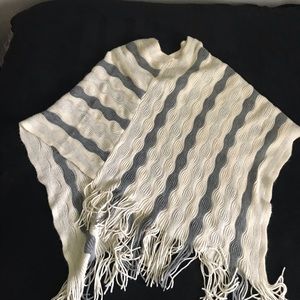 Silver and cream poncho